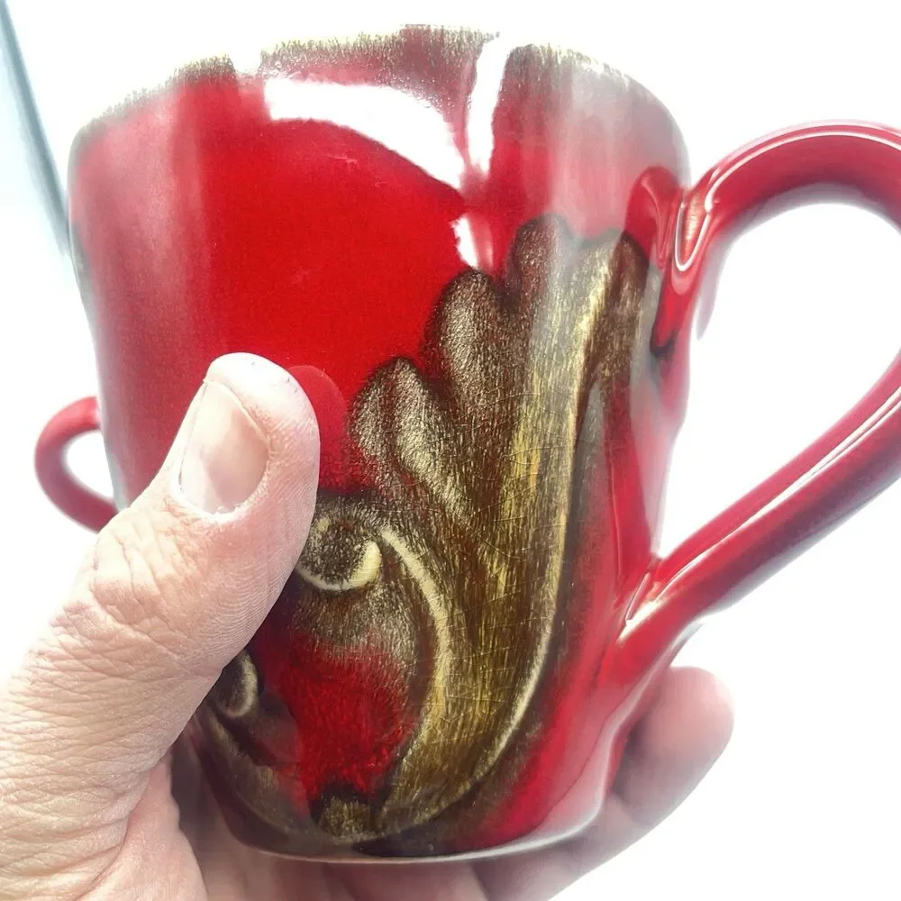 Pier 1 Vania Deep Red Mugs - Set Of 2